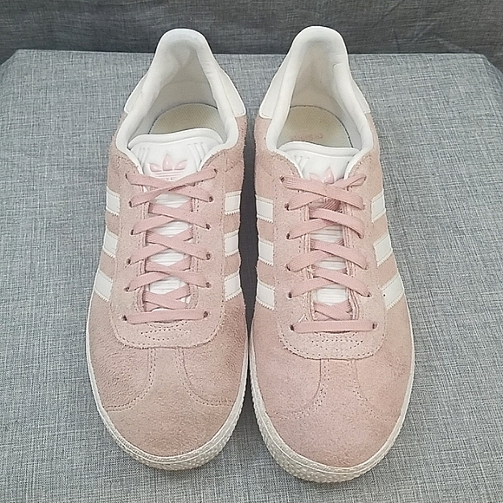 Adidas gazelle sneakers pink white striped - women's size 5.5